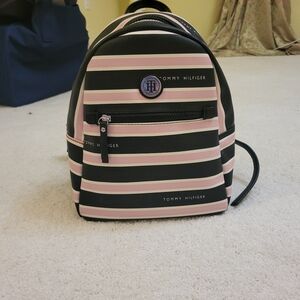 Tommy Hilfiger Pink And Navy Striped Backpack